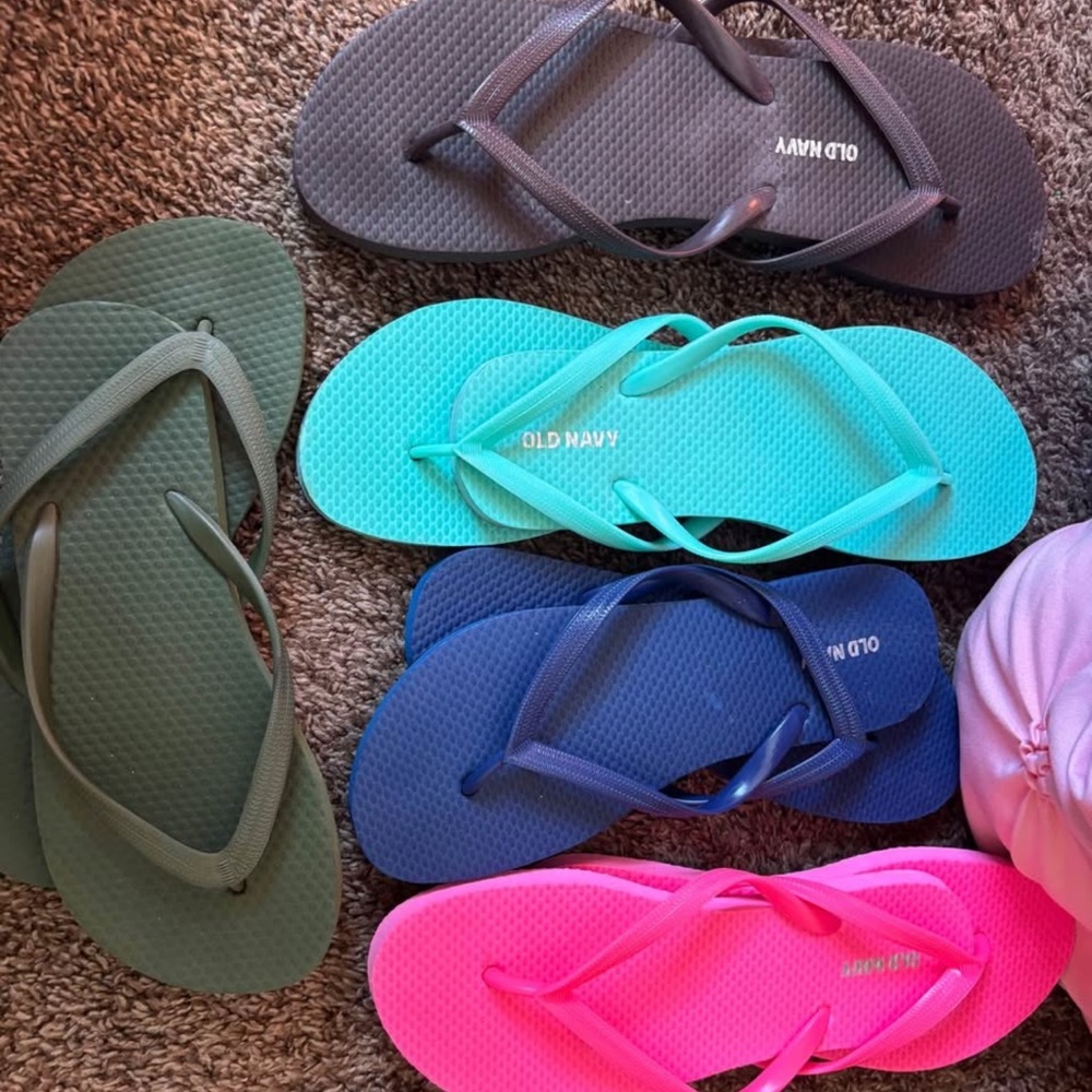 Old Navy Assorted Flip Flops - Pink, Blue, Green, Gray